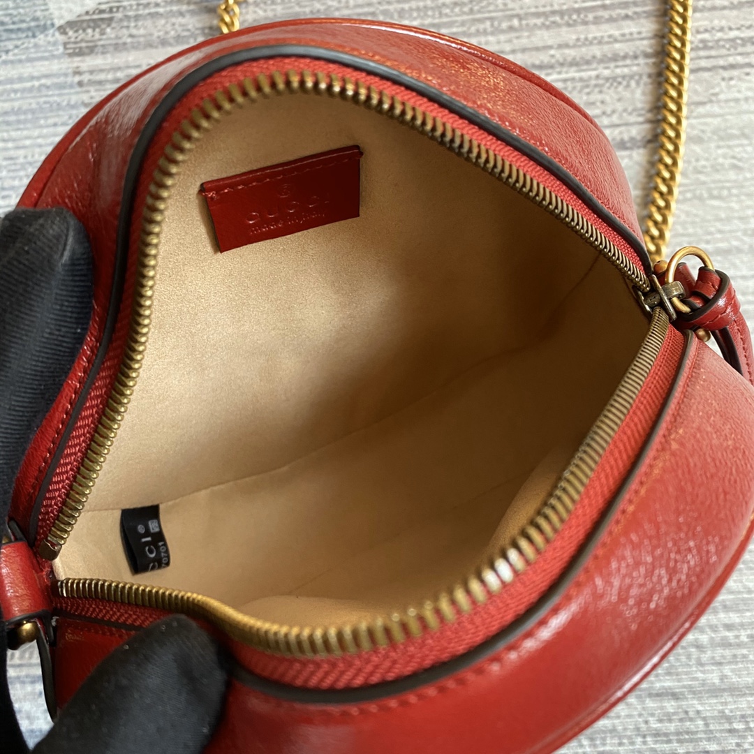 Gucci GG Marmont Mini Round Shoulder Bag 550154 Red